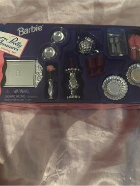 Barbie Silver-Tone Dining Accessories with Pink and Purple Accents